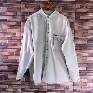 Mens 2XL Vintage WoolRich Button Up Heavy Blend Khaki  Work Shirt